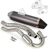 JFG RACING Motorrad Auspuff Motorrad Slip-On Auspuff Muffler Full System Schalldämpferlänge 43cm Anschlussdurchmesser 3,8cm for CRF150F CRF230F 2003-2013 - Titanium