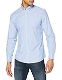 JACK&JONES Hemd Slim Fit Business Shirt mit Brusttasche Weiches Langarm Twill Oberteil JJEOXFORD, Farben:Blau,Größe Hemd:M