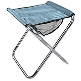Socobeta Tragbarer Klapphocker für Den Außenbereich, Aluminiumlegierung, Zugfarbe, Camping-Klapphocker, übergroßer Campinghocker(Wunderschönes Blau)