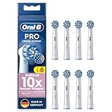 Oral-B Pro Sensitive Clean Aufsteckbürsten für elektrische Zahnbürste, 8 Stück, sanfte Zahnreinigung, innovative X-förmige Borsten, Original Oral-B Zahnbürstenaufsatz, Made in Germany
