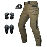 GEBIN Motorradhose Herren mit Protektoren, Motorrad Jeans Herren, Atmungsaktiv Motorrad Biker Hosen, Motorrad Cargohose mit Abnehmbaren Schutz für alle Jahreszeiten, Green,L