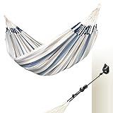LA SIESTA® - Brisa - Kingsize + Multizweck-Befestigung Hängematte, handgefertigt in Kolumbien, mit 180 cm Breite für entspannte Momente drinnen und draußen. (Sea Salt)