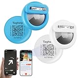 AirTag-Halter für Kinder, Mini-Silikon-Luftmark-Abdeckung mit unsichtbarem Stift, Smart-ID-Tag, QR-Code. GPS-Tracker-Hülle für Kinder, ältere Menschen, Kleidung, Rucksack, Gepäck (blau und weiß), 2