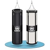 Mamxwaga Canvas Boxsack für Erwachsene, 120 cm Schwerer Punchingsäcke Aufhängen Ungefüllt, Canvas Punching Bag Maximales Tragkraft 80kg - schwarz