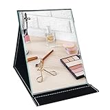 UmI. Klappspiegel mit Kunstleder Schminkspiegel Reisespiegel und Tischspiegel 25,5 x 18 cm Schwarz