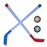 Youngwier Eishockeyschläger Für Kinder, Street Hockey Set Junior, 70 cm Hockeyschläger Mit Bällen Street Hockeyschläger Und 2 Pucks, Jugend Hockey Trainingsgeräte, Hockey-Starter-Set Für Anfänger