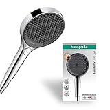hansgrohe Rainfinity - Duschkopf, Handbrause mit 3 Strahlarten, runde Duschbrause (⌀ 130 mm), Brausekopf mit Antikalk-Funktion, Chrom