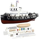 Playtastic Schiffbausatz: 70-teiliger Schiff-Bausatz Schlepper aus Holz (Schiffsbausatz, Spielzeug Holzboot selber Bauen, Modellbausatz Schiffe)