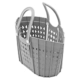 Faltbarer Wäschekorb, Grau PP Wäschesortierer, 48x29x29.5cm Netz Korb 6kg Freistehend Aufbewahrung Laundry für Waschräume, Badezimmer, Schwimmbäder