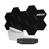 Sonuvia 24 Stück Hexagon Akustikplatten selbstklebend, Schallschutz & Schalldämmung für Wände & Türen – 230kg/m³, NRC 0.95, 100% Polyester, Ideal für Schallschutz Wand, Schwarz