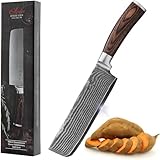 Wakoli EDIB Nakiri Messer 17,5 cm Klinge aus 67 Lagen Damaststahl mit VG10-Kern I Extrem scharfes Gemüsemesser & Küchenmesser für feine Schnitte I Nakri Messer mit Pakkaholzgriff in Geschenkbox