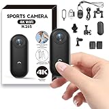 4K Mini Action Kamera Wasserdicht IPX7 – Tragbare Body Cam mit Magnet Clip & Mikrofon, POV Vlog Kamera für Haustiere, Motorrad, Fahrrad & Sport, Kleine 360° Wearable Video Recorder mit Helmhalterung