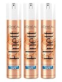 L'Oréal Paris Elnett Haarspray, starke Befestigung, Mikrodiffusion, Schutzformel und Aufhellung, Anti-Feuchtigkeit, natürlicher Effekt, langanhaltender Halt, 3 Flaschen à 200 ml