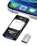 ZARMST 256GB USB Stick für Phone, 4-in-1 Speicherstick für Phone/Pad/Android Smartphone/PC, USB 3.0 Stick zur Schnellen Datenübertragung, Externer Vielseitiger Fotostick Flashlaufwerk, Schwarz