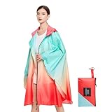 LAMA Mode Regenponcho Unisex Regenmantel Atmungsaktiv Regencape Leicht Regenjacke Regenschutzbekleidung Raincoat als Picknickdecke Sonnensegel für Fahrrad Wandern Camping Reisen, Farbverlauf Orange