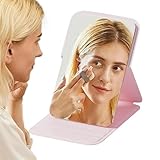 Reise-Make-up-Spiegel – Make-up-Spiegel – faltbarer Schreibtisch-Schminkspiegel – Make-up-Zubehör mit weichem PU-Lederbezug, tragbarer Schminkspiegel für Schlafzimmer, Schminktisch