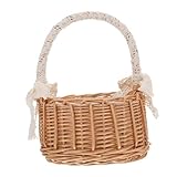 Cabilock 1 Stk Tragbarer Blumenkorb aus Rattan Obst Rattan-Mädchenkorb Seilkorb ablagekörbe kühlkorb einkaufskorb hochzeitsdeko tragbarer Korb Aufbewahrungskorb für Blumen hölzern Khaki