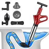 Rohrreiniger Druckluft, Rohrreinigungspumpe mit Vier Saugnäpfen, mit Luftdruckanzeige, Abflussreiniger Pumpe für Bäder Toiletten Sanitäranlagen Waschbecken