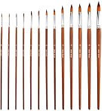 AIEX 13-teilige Künstlerpinsel, Runder, Spitzer Aquarellpinsel Pinselset Malen für Aquarell-, Acryl-, Tinten-, Gouache-, Öl- und Temperamalerei