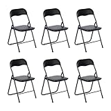 EGGREE 6er Set Klappstühle Metallrahmen mit PVC - Gepolstertem Sitz, Campingstuhl mit Einer Tragfähigkeit von 110KG, Faltbarer Ergonomischer Balkonstuhl für Büro Party Camping