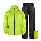 Generisch Regenanzug Herren Leicht Wasserdicht Regenbekleidung Winddicht Atmungsaktiv Regenjacke mit Reißverschluss und Regenhose Hochwertige Reflektierender Regenmantel für Motorrad Outdoor