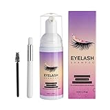 Beauty Wimpernshampoo Wimpernverlängerung Reiniger 50ml + Bürste Wimpernreiniger für den professionellen und persönlichen Gebrauch (White, One Size), Weiß