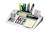 Post-it Desk Organizer, Packung mit 1 Block Post-it® Notes a 100 Blatt, 4 x 35 Haftstreifen Post-it® Index, 1 Rolle Scotch® Magic™ mattes Klebeband, 265 mm x 168 mm x 68 mm, Farbe: Silber