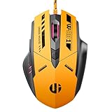 Ergonomische Gaming-Maus mit Kabel, flüsterleise optische Maus mit USB-Anschluss, 4 einstellbare DPI-Stufen, 6 programmierbare Tasten, 1,5 m langes Kabel, LED-Atemlicht - Plug and Play für PC-Laptops