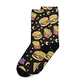 JDNFDR Arbeitssocken, Pizza, Hamburger, Pommes Frites, Sneakersocken, wärmer, Wandersocken, atmungsaktive Sportsocken für Basketball, Laufen, Outdoor
