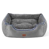 BEDSURE Katzenbett große Katzen waschbar - 51x48x15cm Katzen Bettchen Indoor für Katzen, quadratisches kuschelbett mit weich Rand und zweiseitig Innenkissen, grau