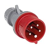 as - Schwabe CEE Phasenwendestecker 400V/16A/5-polig - Starkstrom Stecker mit Schraubkontakt für Leistungsanschluss - Stromstecker Schlagfest - Spritzwassergeschützt IP44 - Rot/Grau, 60460