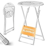 KESSER® Stehtisch Bistrotisch mit PVC-Platte | Wetterbeständiger Klapptisch | 60cm / 110cm | Partytisch Tisch rutschfest | In- & Outdoor | Hochzeit Empfangstisch | 4 Standfüße pulverbeschichtet