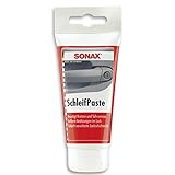 SONAX SchleifPaste (75 ml) silikonfrei mit hohem Schleifmittelanteil zum Abschleifen von verwitterten und verkratzten Lackschichten | Art-Nr. 03201000