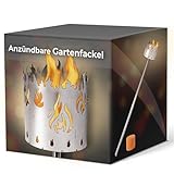 Gartenfackel für draußen Motiv Feuer 1x Brennelement - Holzspäne mit Wachs - Schwedenfackel Pelletfackel Feuersäule Flammschalen Wachsfackel Gartenleuchte