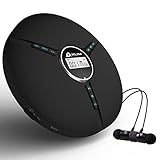 KLIM Discman - Tragbarer CD Player mit eingebautem Akku, inklusive KLIM Fusion Kopfhörer. Kompakter Mini CD Player, kompatibel mit CD-R, CD-RW und MP3. Discman CD Player - 2022 NEUERSCHEINUNG -Schwarz