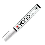 Marabu 12400102070 - YONO Marker, Weiß 070, vielseitiger Acrylstift mit japanischer Keilspitze 0,5 - 5 mm, wasserbasiert, lichtecht und wasserfest, für nahezu alle Untergründe