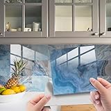 HORIWE Fliesenaufkleber Marmorierung Wandfliese Aufkleber 20 Stück Fliesensticker Fliesen Folie Selbstklebende Tapete Wasserdicht Wandaufkleber für Küche, Schrank, Möbel, Tisch