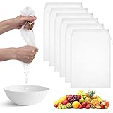IANFAN 6 Stück Nussmilchbeutel, 20×30 cm Feingewebt Passiertuch Wiederverwendbar Nylon Filterbeutel Nussmilchbeutel Bio mit Kordelzug für Nussmilch Käse Kaffee Joghurt Fruchtsaft