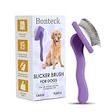 Bonteck Zupfbürste für Hunde zur Fellpflege von Tierhaaren, große Größe, lila, langhaarige Bürste für Hunde (Pudel, Goldendoodles, Labradoodles), lange Nadelbürste zum Entfilzen