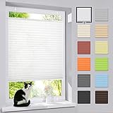 bobodeco Plissee ohne Bohren Klemmfix Faltrollo Jalousie Weiß 90x120cm (BxH), Plisseerollo Sichtschutz und Sonnenschutz Blickdicht Easyfix lichtdurchlässig Rollo für Fenster & Tür