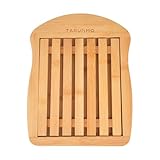 TARUNMO Large Premium Natural Bamboo Bread Cutting Board with Crumb Tray (1, 3426)34 x 26 cm - Natürliches Bambus-Schneidebrett mit Brotschneidehilfe für Küche