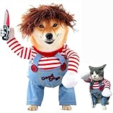 Halloween Kostüme für Hunde Katze, Deadly Doll Verkleidungen für Haustier, Hund Lustige Kostüme für Halloween, Weihnachten, Partys, Cosplay (M)