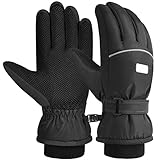 OOPOR Kinder Winter warme wasserdichte Skihandschuhe – rutschfeste Skating-Handschuhe, Thermo-Winterhandschuhe, verdickte Schneehandschuhe, Outdoor-Sport, winddichte Handschuhe für Fahrrad, Jungen, Mä