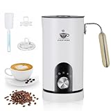 JIANYANA Milchaufschäumer Elektrisch 5-in-1, Heißer & kalter Milchschaum,Milcherwärmer,Milch erwärmen & Kakao, Antihaftbeschichtung,Leise,für Latte Cappuccino,Macchiato,heiße Schokolade(Weiß)