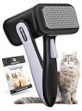 NobelFell Katzenbürste Langhaar bkh bürste selbstreinigend für Fellpflege Fellbürste maine coon katze kurzhaar Katzenhaarbürste Zupfbürste Katzenkamm langhaarkatze Kamm mit GRATIS eBook