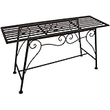 VARILANDO Metall-Gartenbank, Nostalgische Gartenbank ohne Rückenlehne (Rost-Optik Braun)