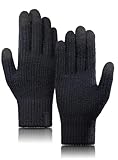 TRENDOUX Thermo Handschuhe Herren Damen: Unisex Merino Wolle Warme Winterhandschuhe, Elastische Smartphone Touchscreen Handschuhe Mit Weichem Innenfutter Zum Fahren und Spazieren – Schwarz L