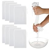 Nussmilchbeutel, lebensmittelechtes Nylon-Käsetuch, Käsetücher zum Abseihen, Nussmilchbeutel, Musselintuch zum Abseihen von Saft, Kaffee, Joghurt, Tee (200 Maschen, 20,3 x 30,5 cm), 8 Stück