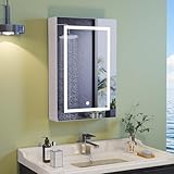 Aneutr Spiegelschrank mit LED-Beleuchtung, 3 Farben, 50 x 13 x 70 cm, Wandschrank, Badezimmerspiegel, LED, 2 Ebenen, höhenverstellbar