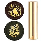 craspire Messing 2 Stile Muster Kopf Wachs Siegel Stempel 15mm Mini Geschnitzt Krähe Schädel Mond Kleine Wachs Siegel Stempel Halloween Krähe Mond Retro Messing Geschnitzt Versiegelt Stempel